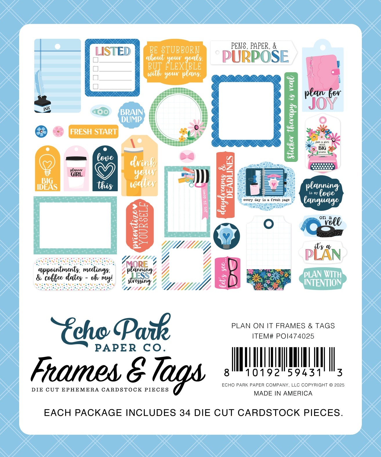 Echo Park Ephemera-Frames & Tags, Plan On It