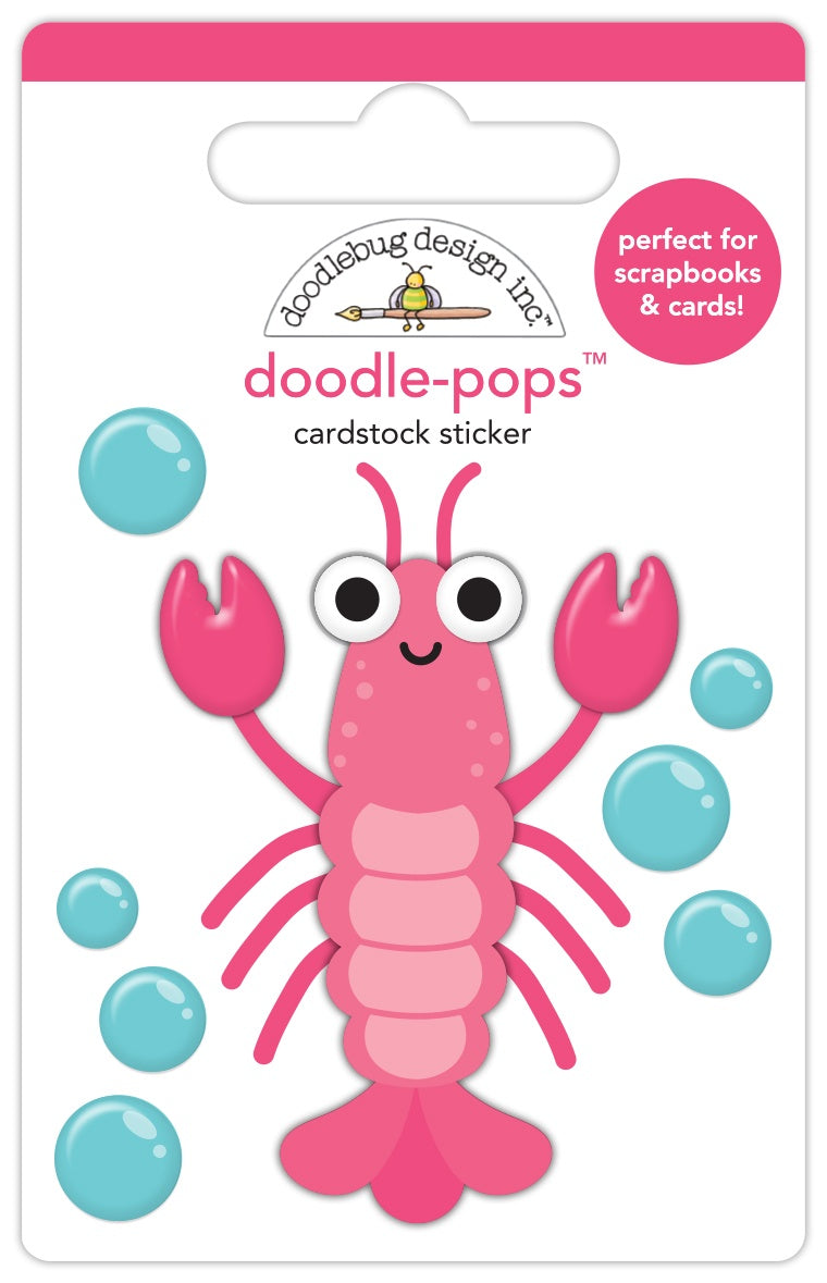Doodlebug Doodle-Pops 3D Sticker-Louie Lobster, Summer Fun