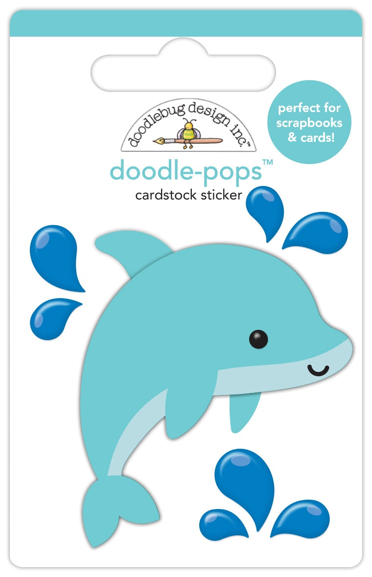Doodlebug Doodle-Pops 3D Sticker-Donnie Dolphin, Summer Fun