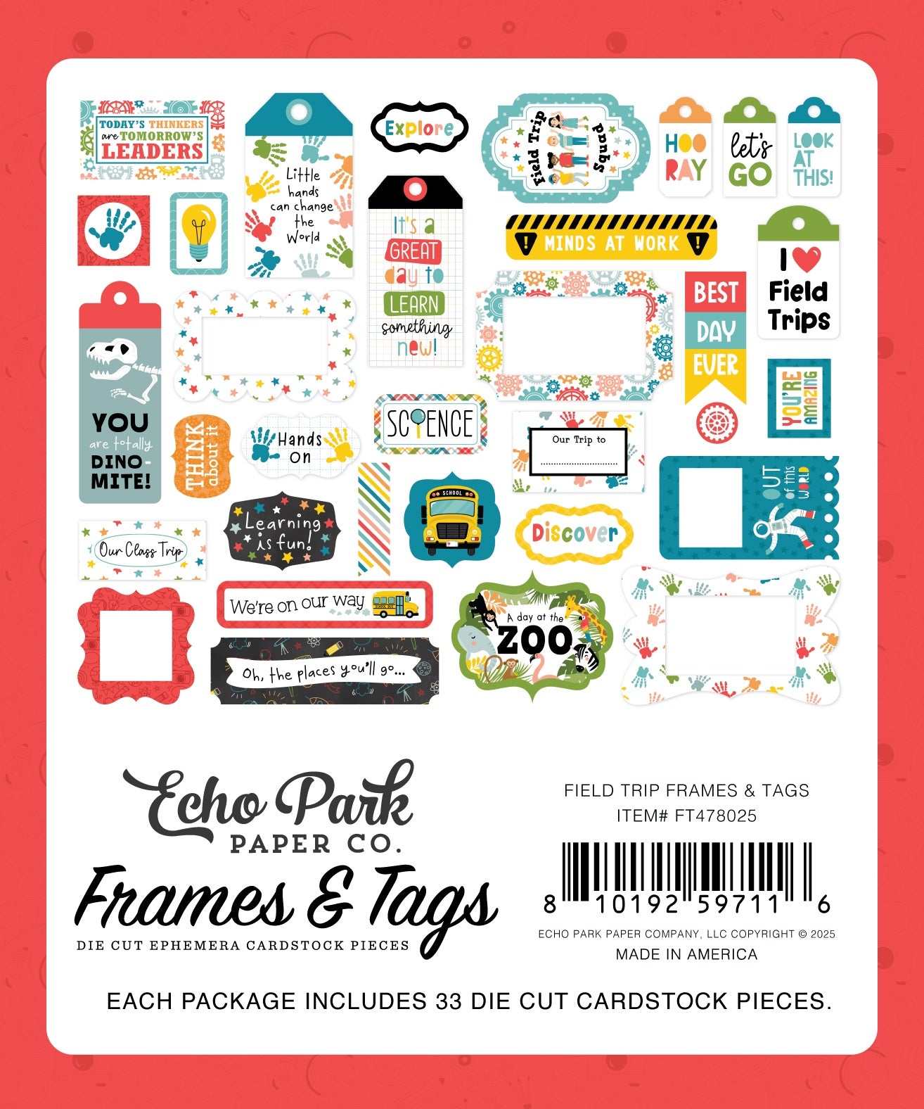 Echo Park Cardstock Frames & Tags Ephemera-Field Trip