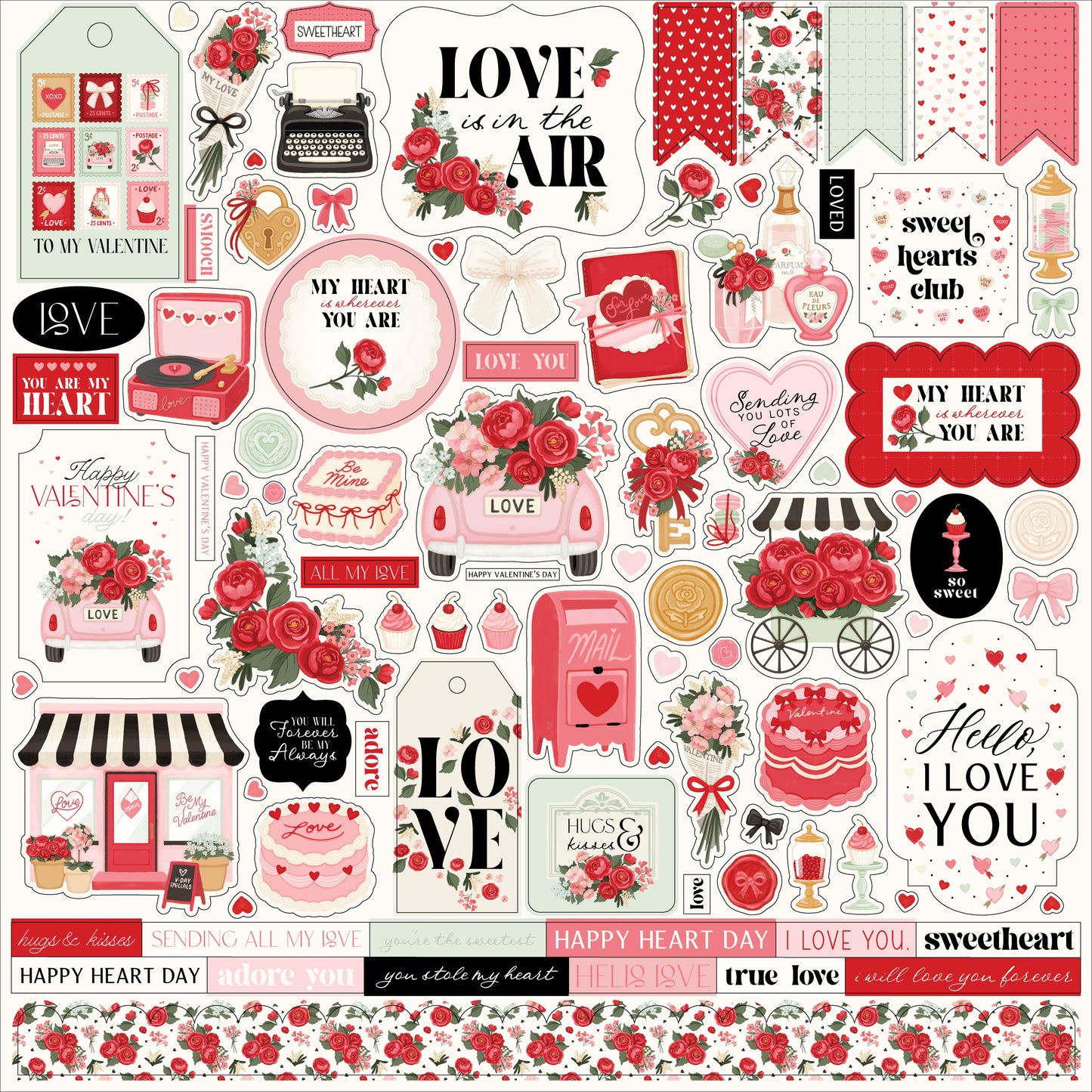 Carta Bella Cardstock Elements Stickers 12"X12"-Be Mine