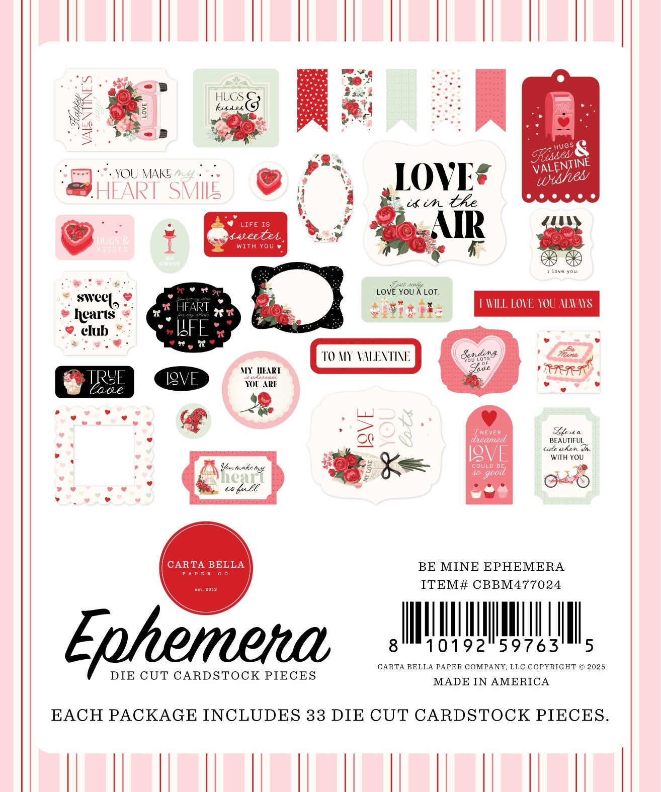 Carta Bella Cardstock Ephemera -Be Mine
