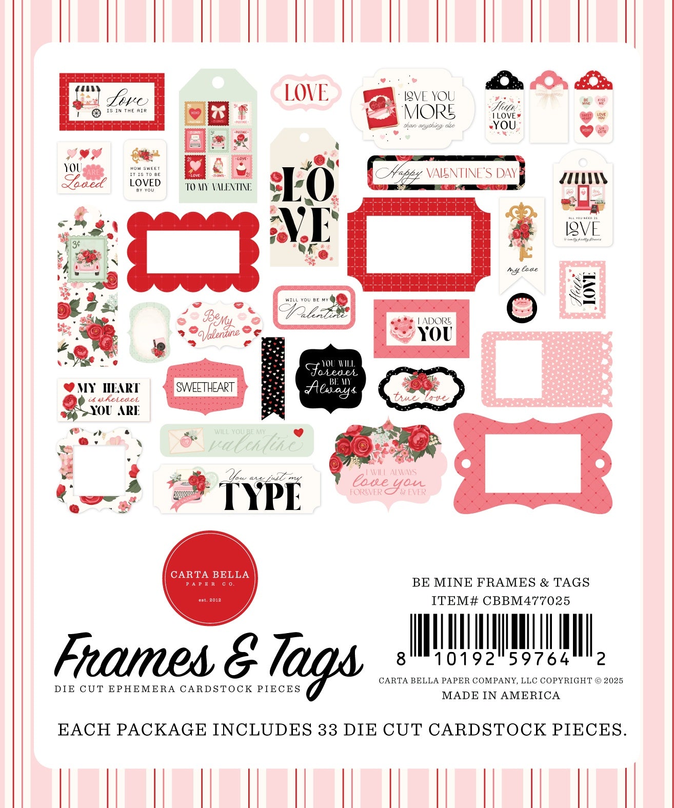 Carta Bella Frames & Tags Ephemera -Be Mine