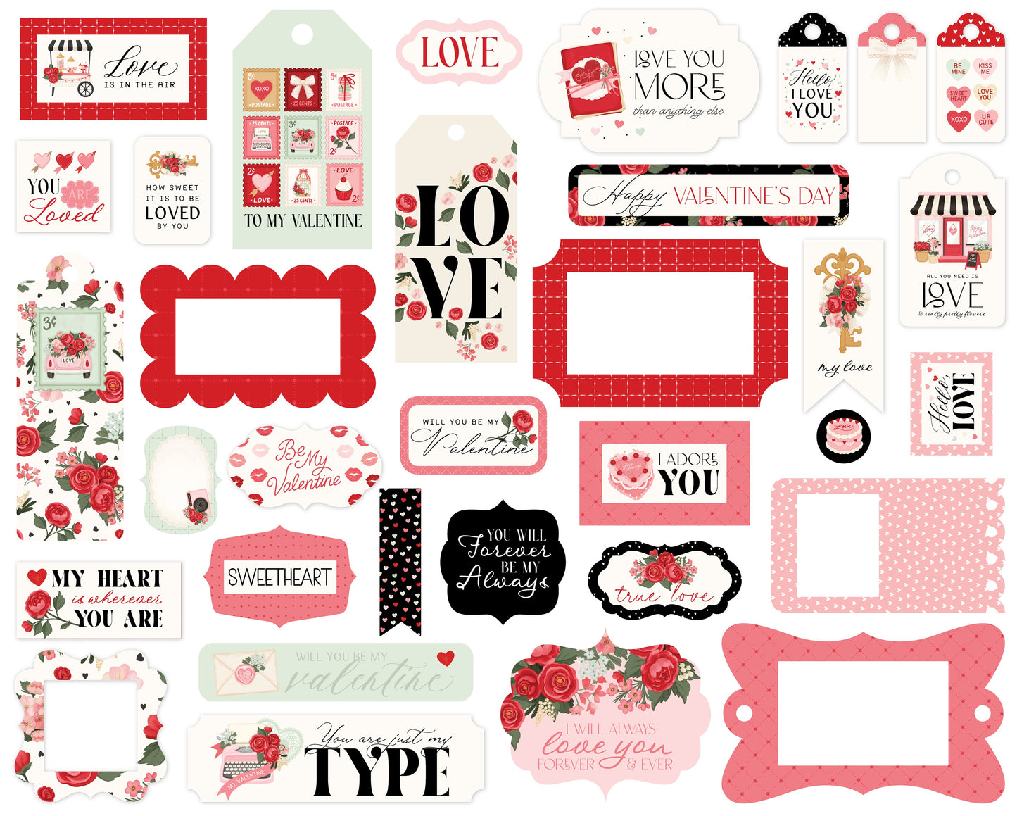 Carta Bella Frames & Tags Ephemera -Be Mine