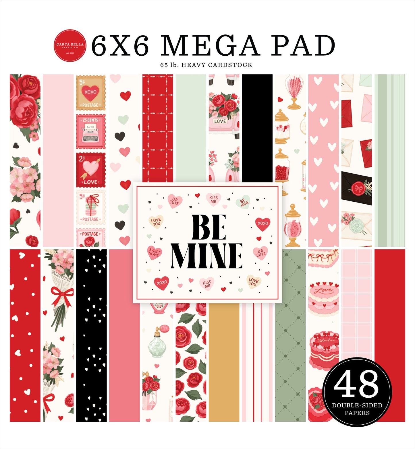 Carta Bella Double-Sided Cardmakers Mega Paper Pad 6"X6"-Be Mine