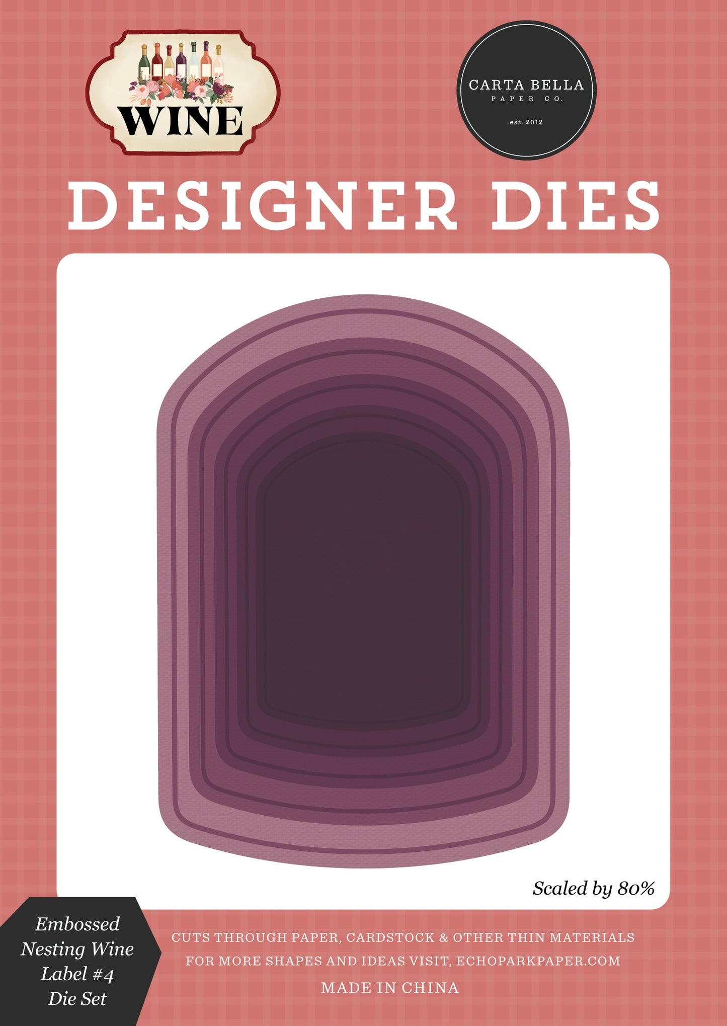 Carta Bella Wine Medium Die Set-Embossed Nesting Label #4