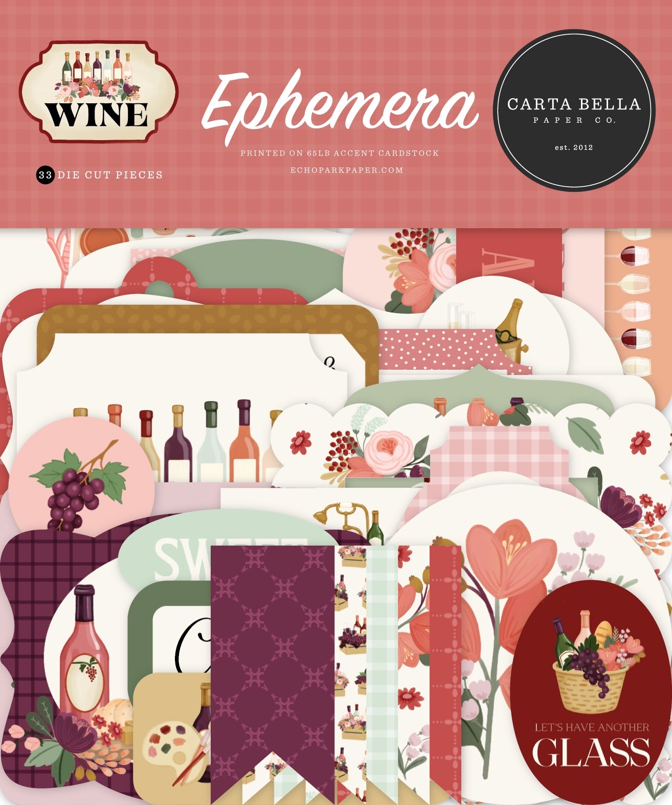Carta Bella Cardstock Ephemera-Wine