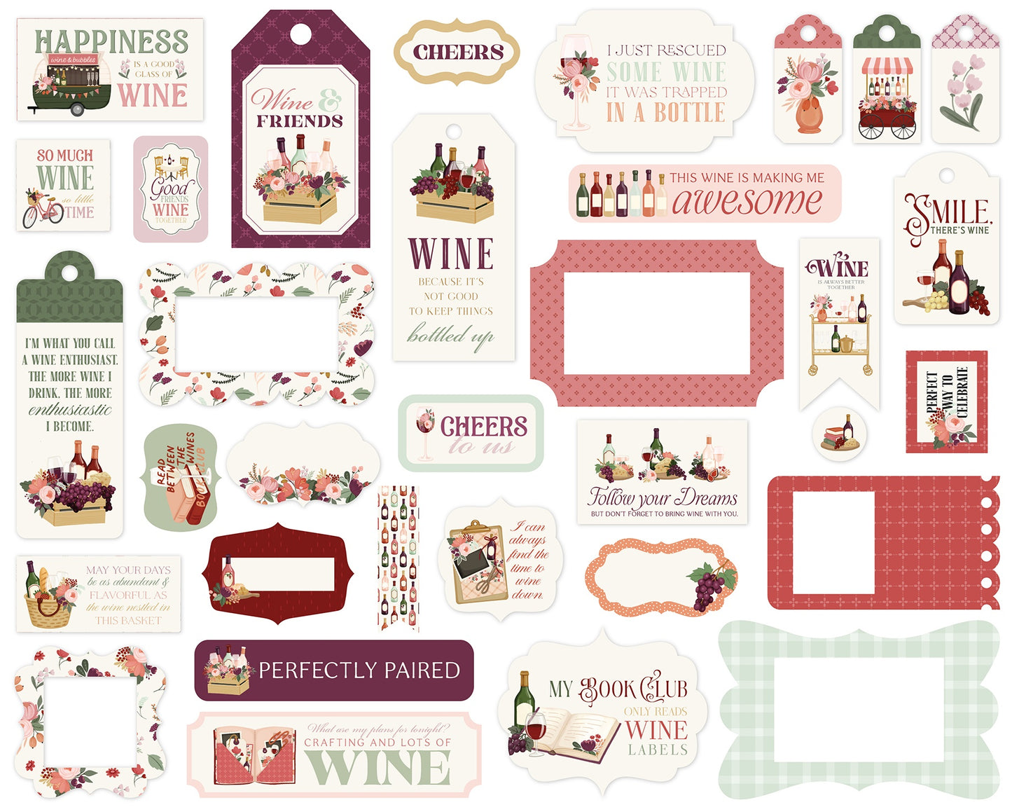 Carta Bella Frames & Tags Cardstock Ephemera-Wine