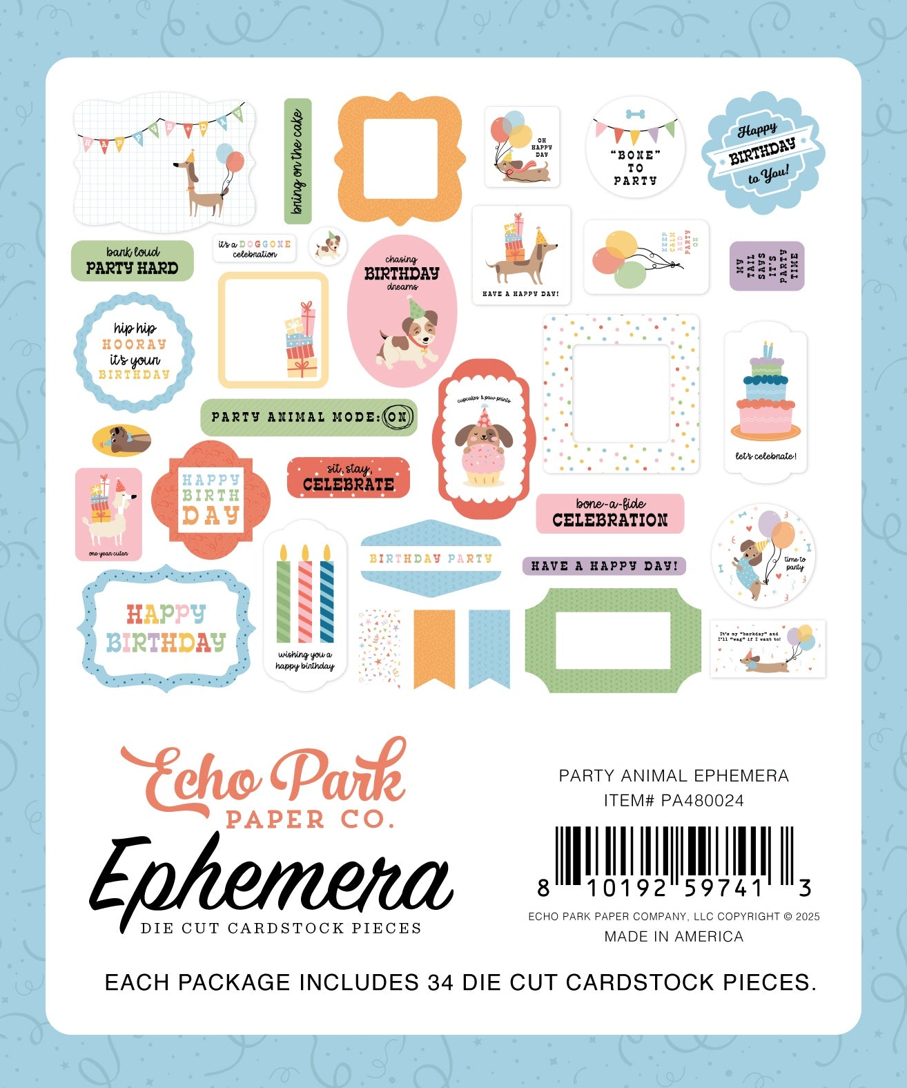 Echo Park Cardstock Ephemera-Party Animal