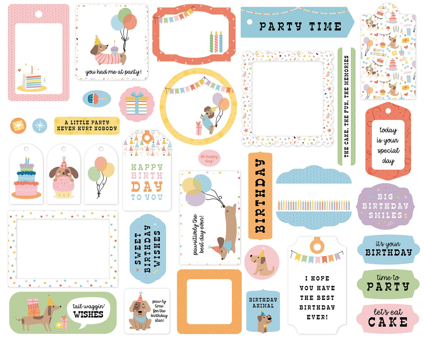 Echo Park Frames & Tags Cardstock Ephemera-Party Animal