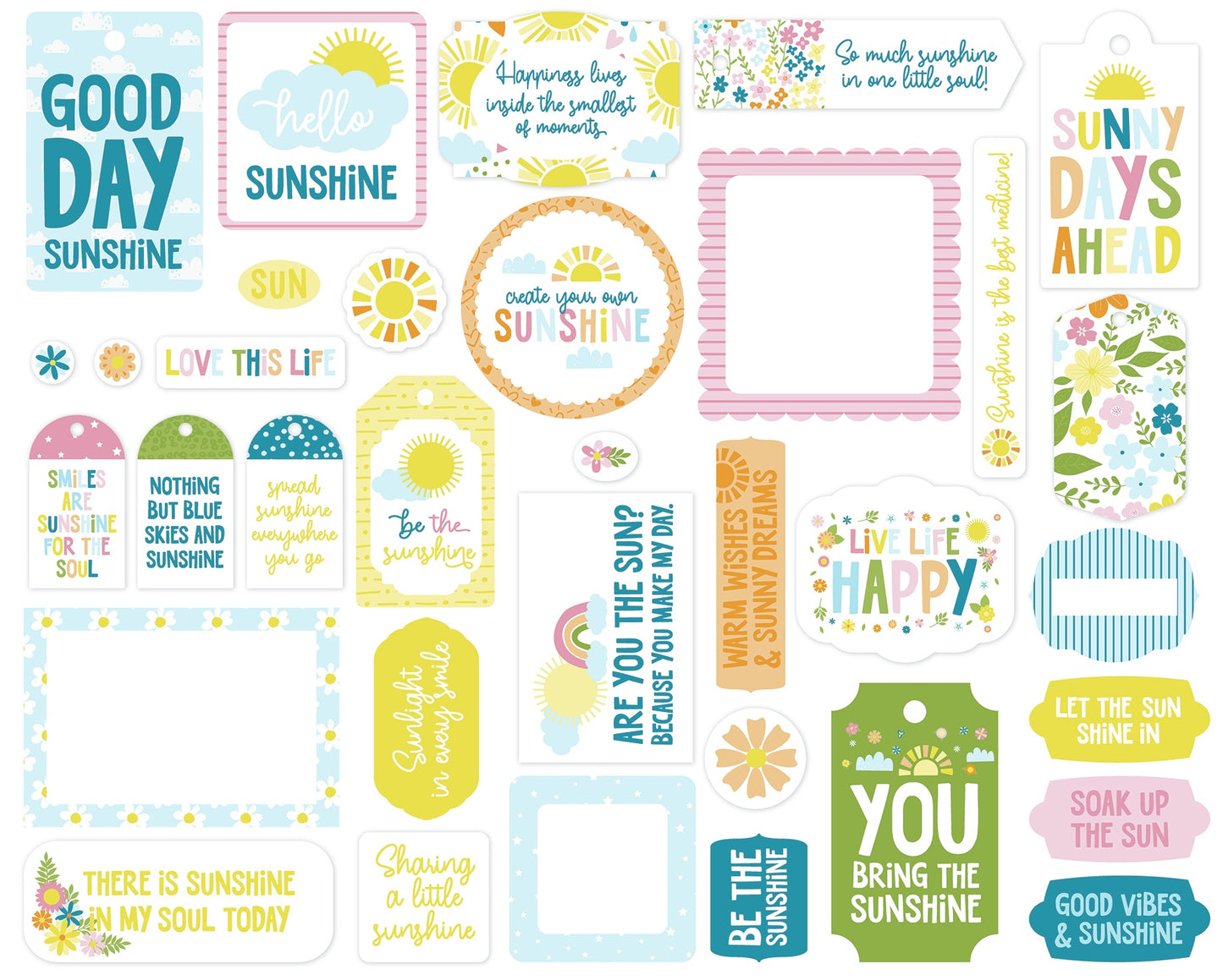Echo Park Frames & Tags Ephemera-You Are My Sunshine