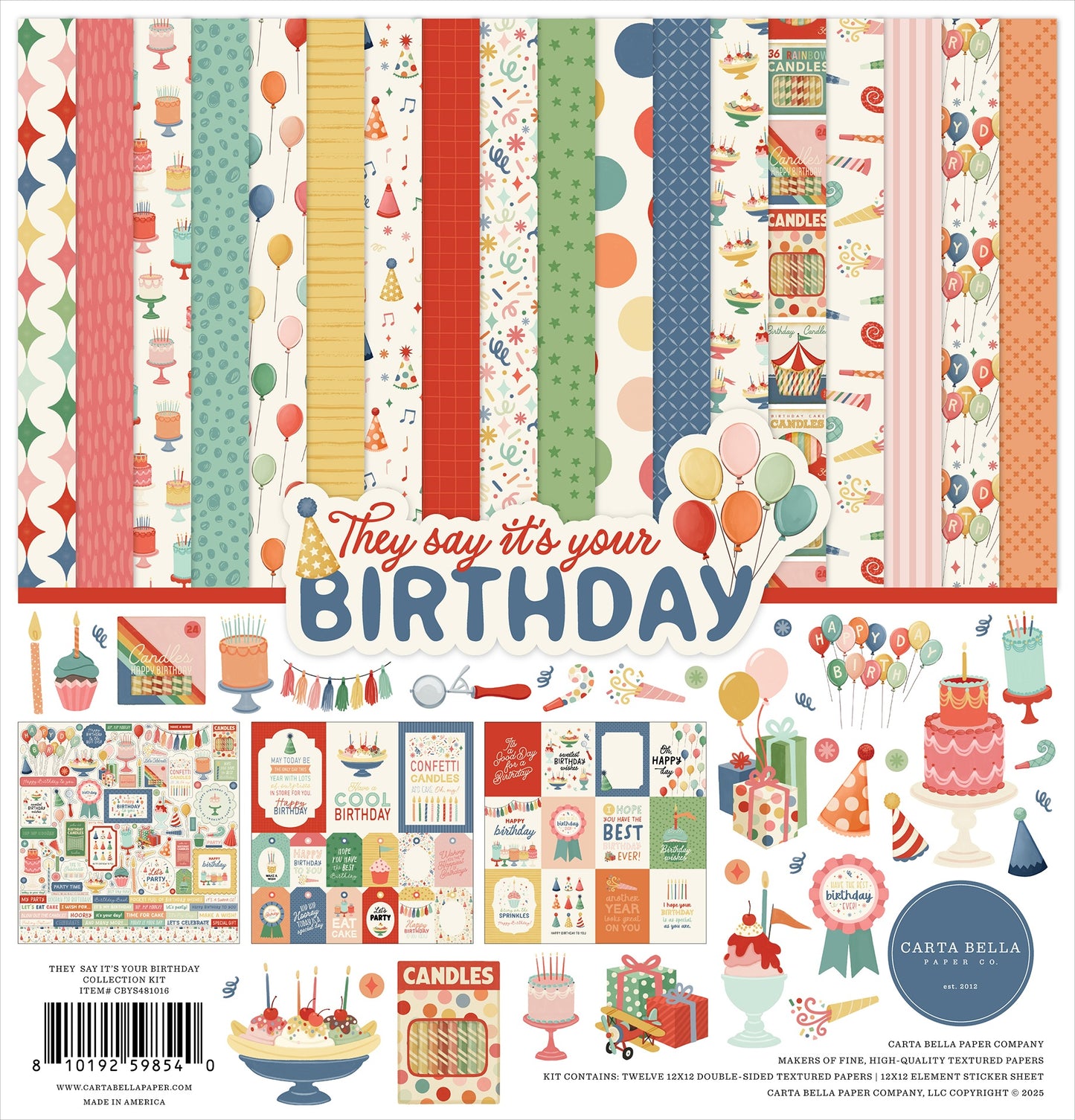 Carta Bella Collection Kit 12"X12"-They Say It's Your Birthday