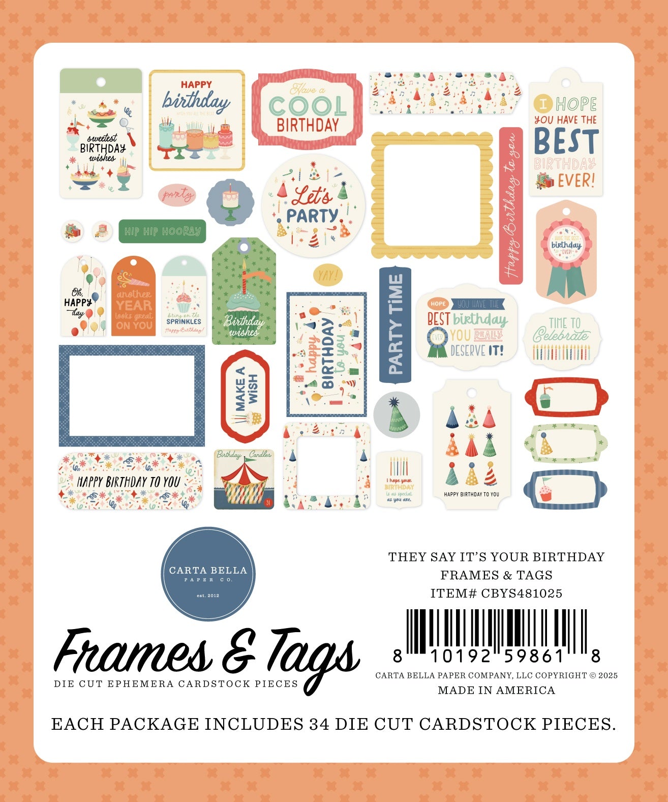 Carta Bella Frames & Tags Ephemera-They Say It's Your Birthday