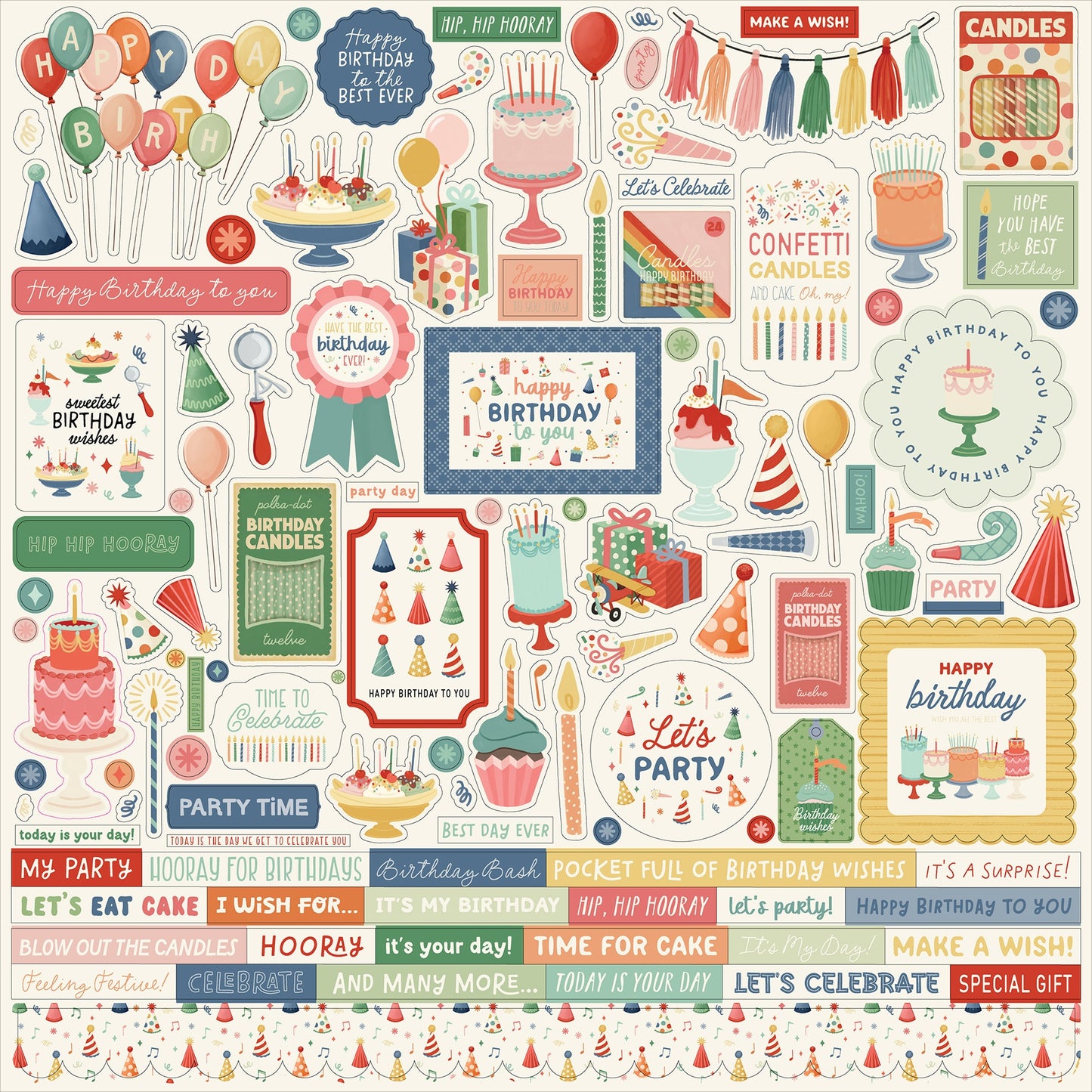 Carta Bella Cardstock Elements Stickers 12"X12"-They Say It's Your Birthday