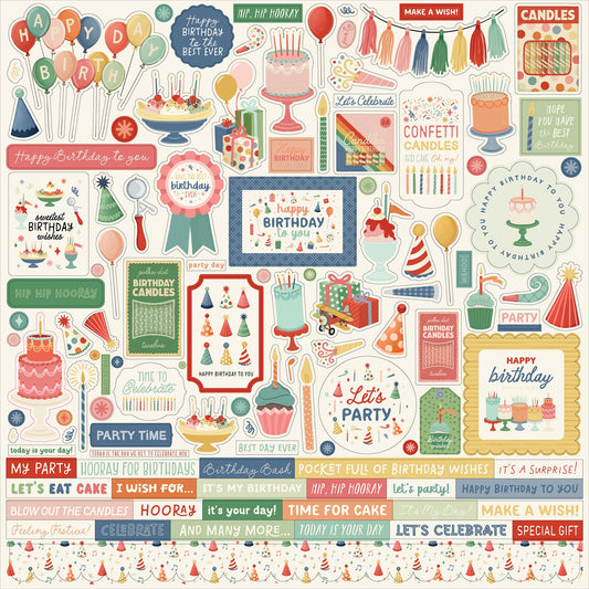 Carta Bella Cardstock Elements Stickers 12"X12"-They Say It's Your Birthday