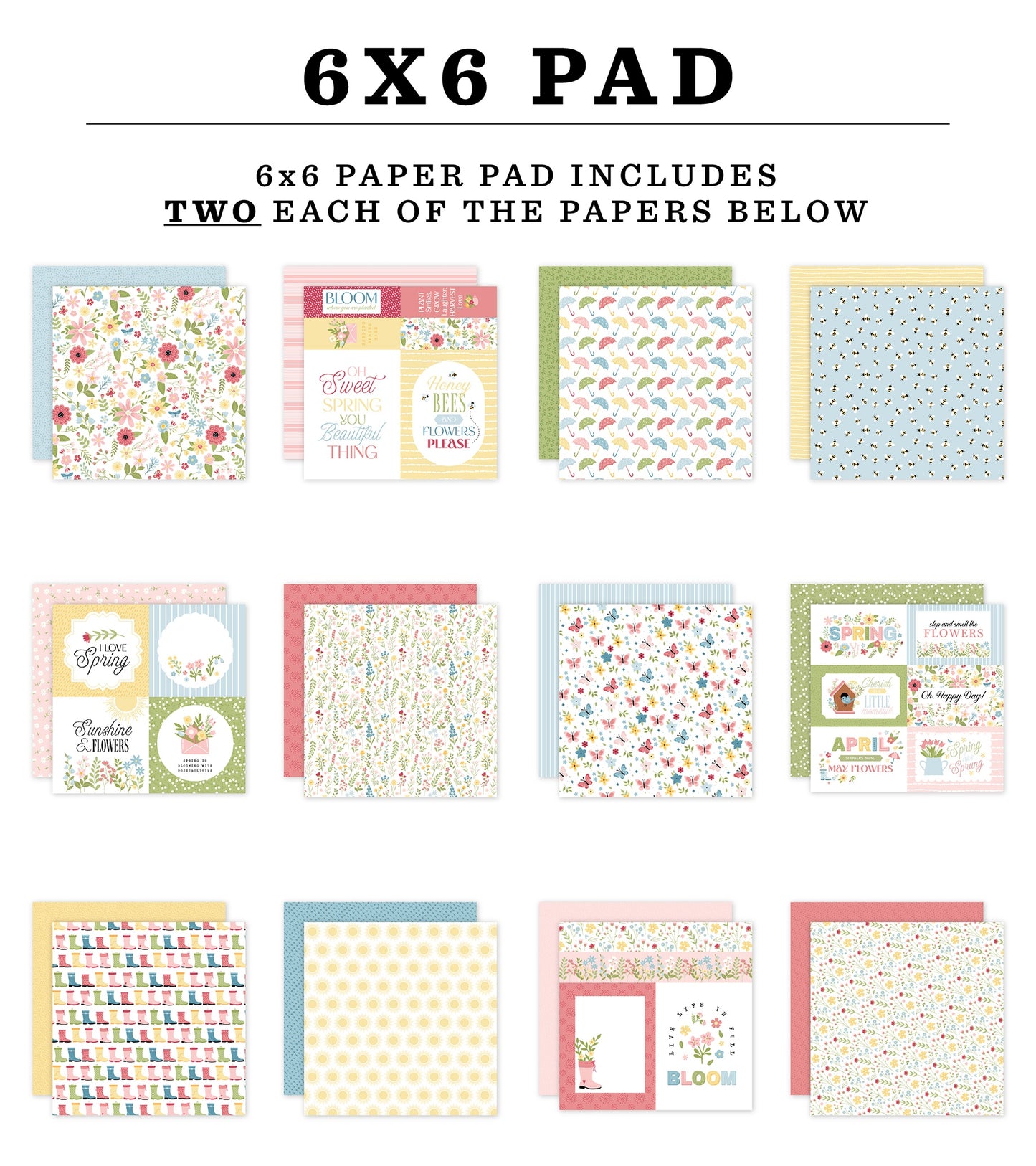 Echo Park Double-Sided Paper Pad 6"X6"-In Full Bloom