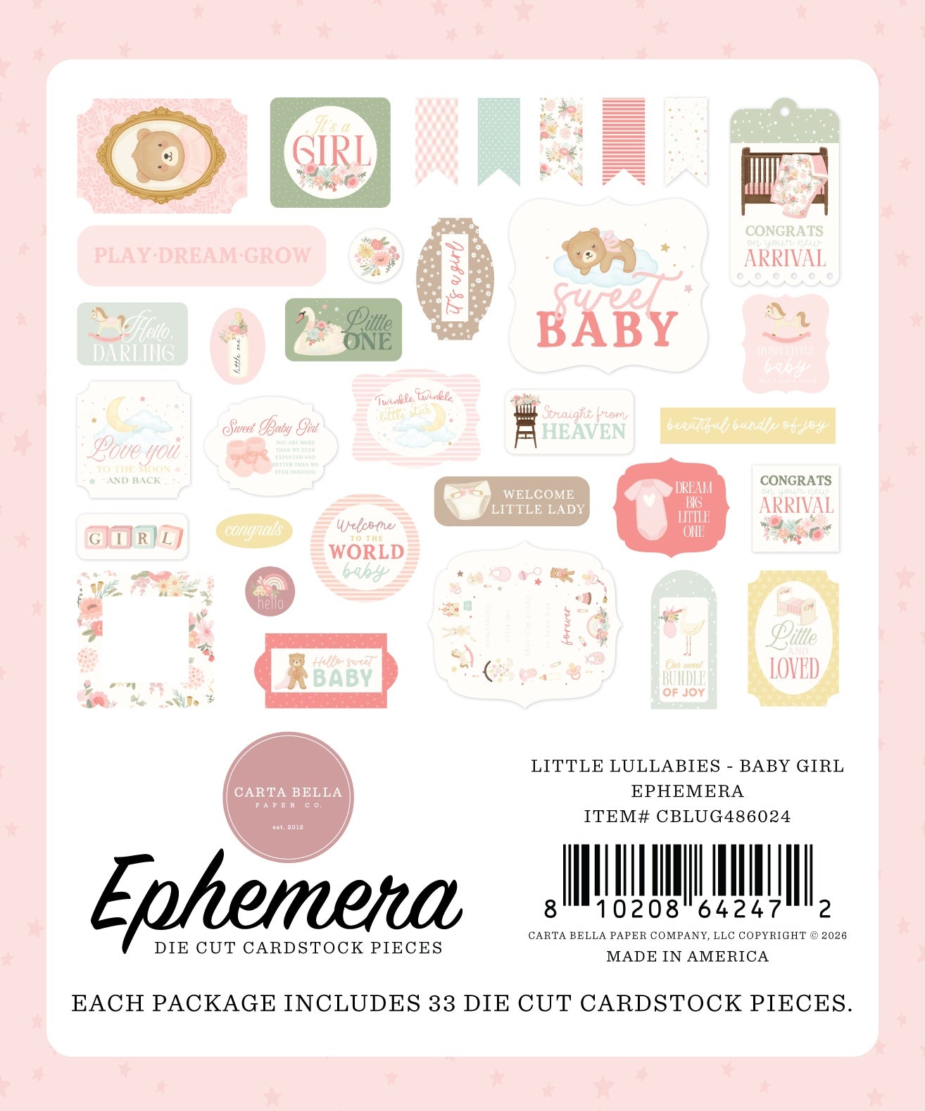 Carta Bella Ephemera-Little Lullabies - Baby Girl