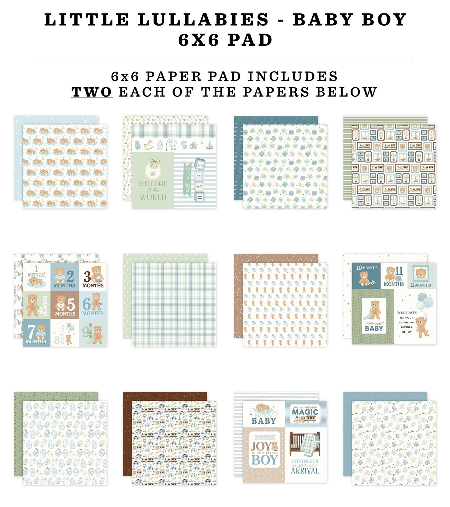 Carta Bella Double-Sided Paper Pad 6"X6"-Little Lullabies - Baby Boy