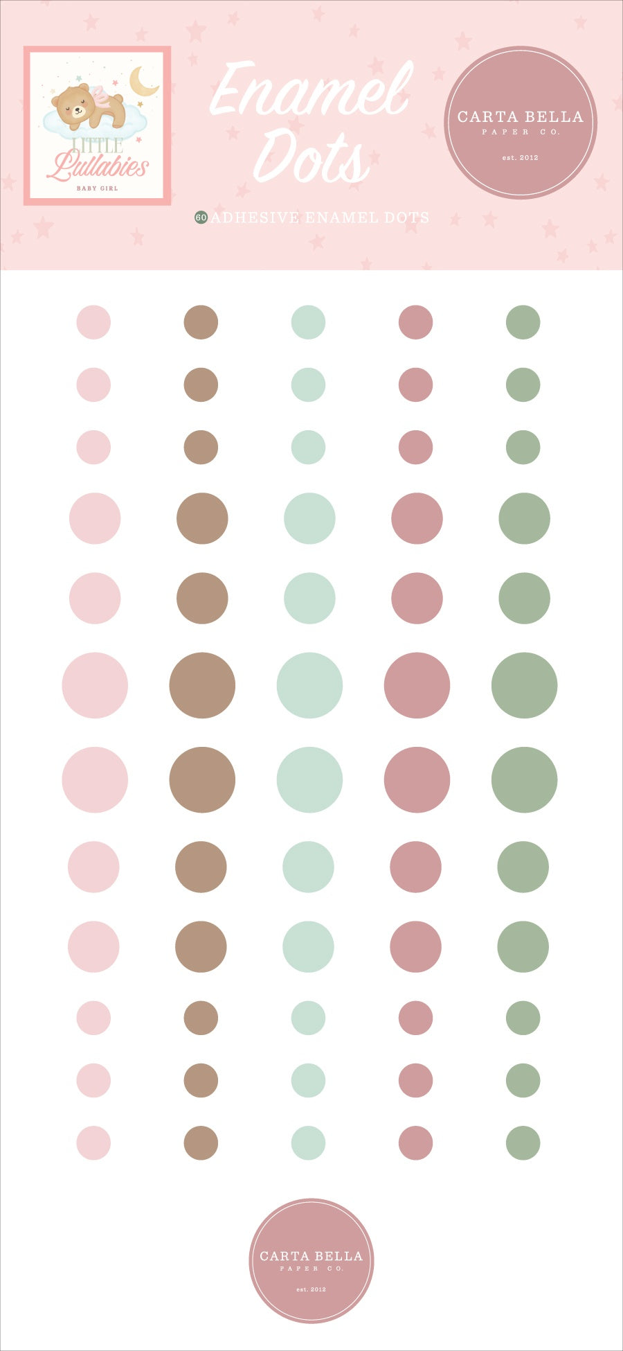 Carta Bella Adhesive Enamel Dots-Little Lullabies - Baby Girl