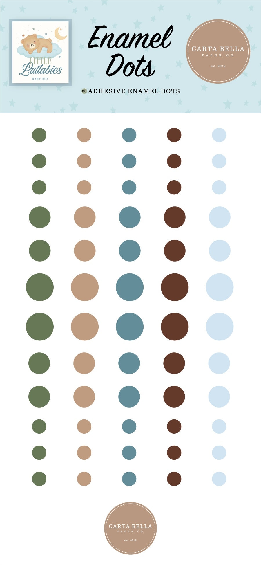 Carta Bella Adhesive Enamel Dots-Little Lullabies - Baby Boy