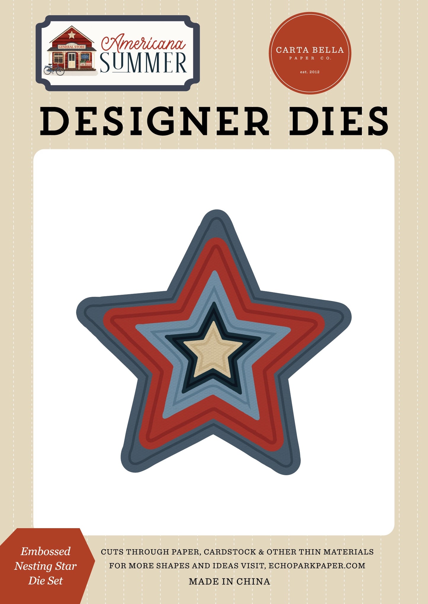 Carta Bella Americana Summer Die Set-Embossed Nesting Star