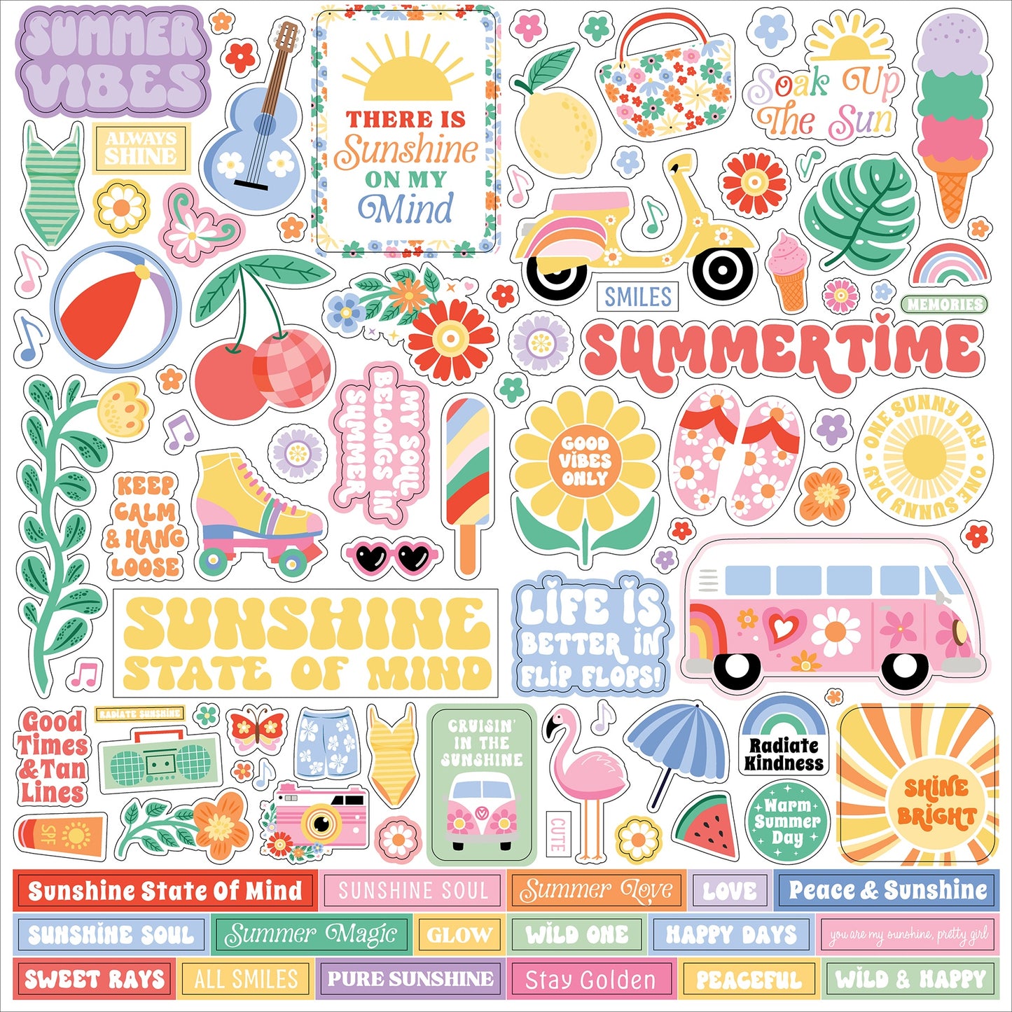 Echo Park Elements Cardstock Stickers 12"X12"-Our Groovy Summer