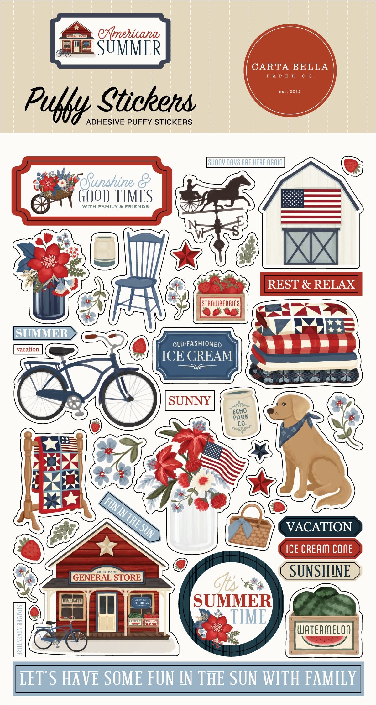 Carta Bella Puffy Stickers-Americana Summer