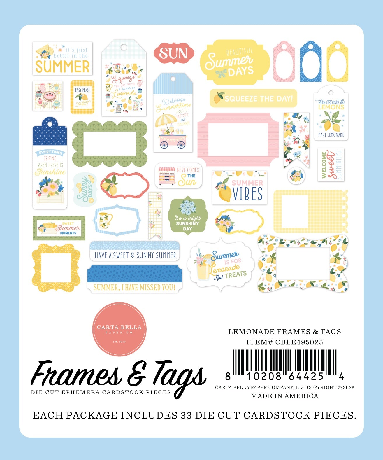 Carta Bella Tags & Frames Ephemera-Lemonade
