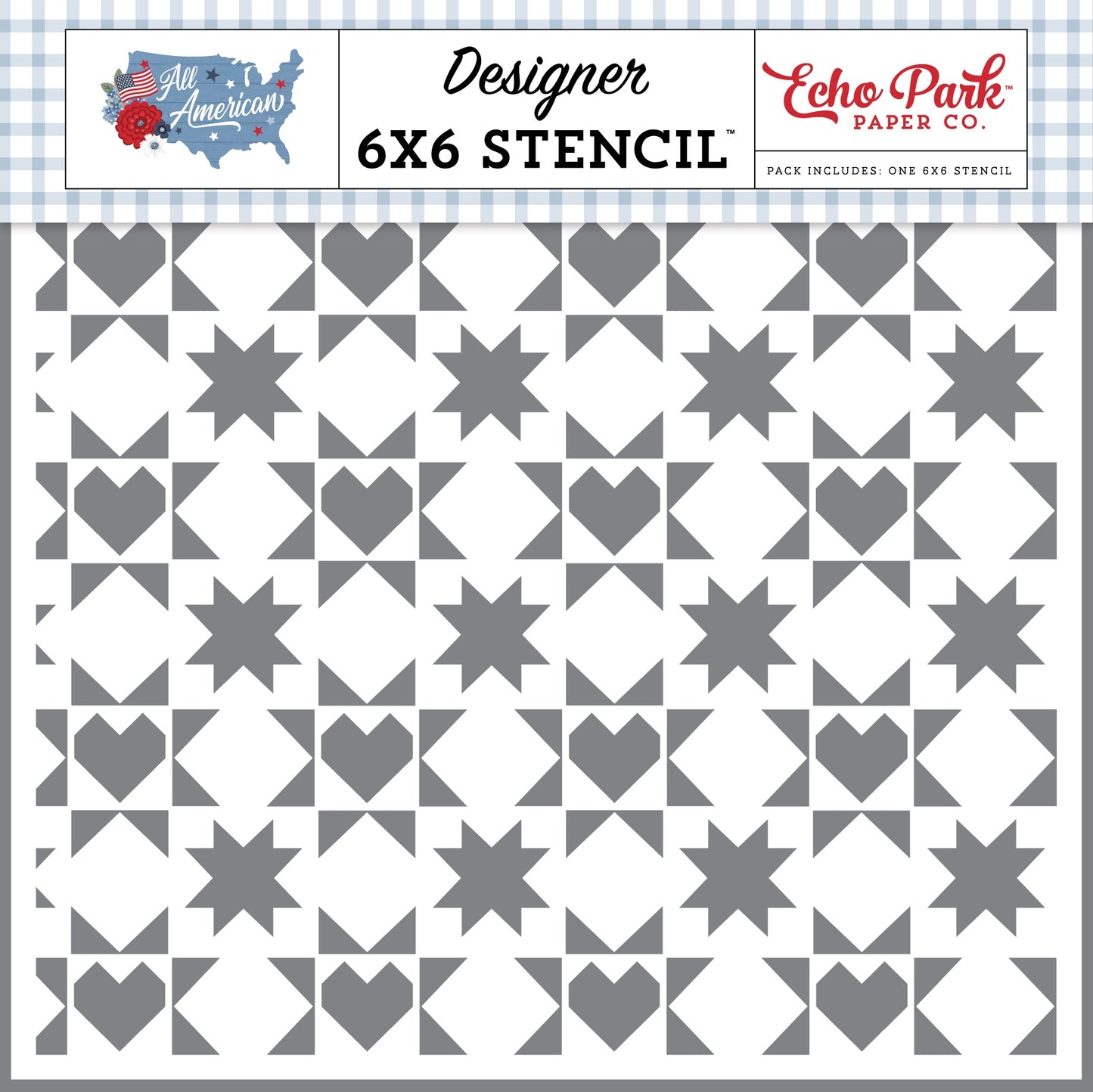 Echo Park All American Stencil 6"X6"-Quilted America