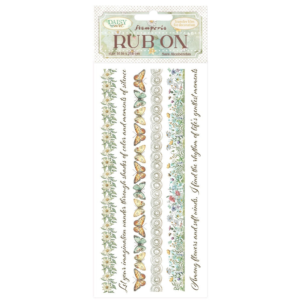 Stamperia Rub-On 4"X8.5"-Daisy Art Stripes