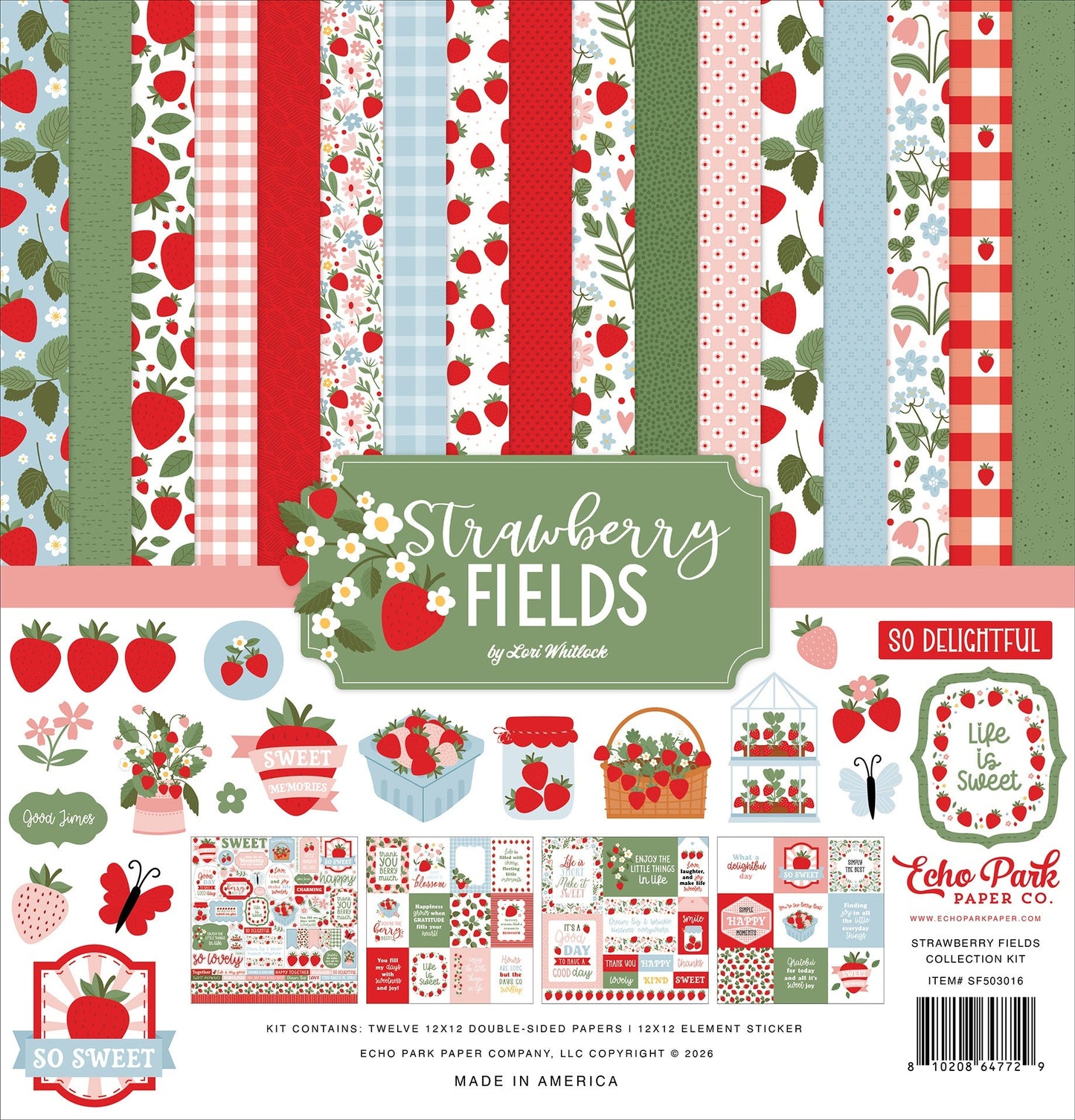 Echo Park Collection Kit 12"X12"-Strawberry Fields