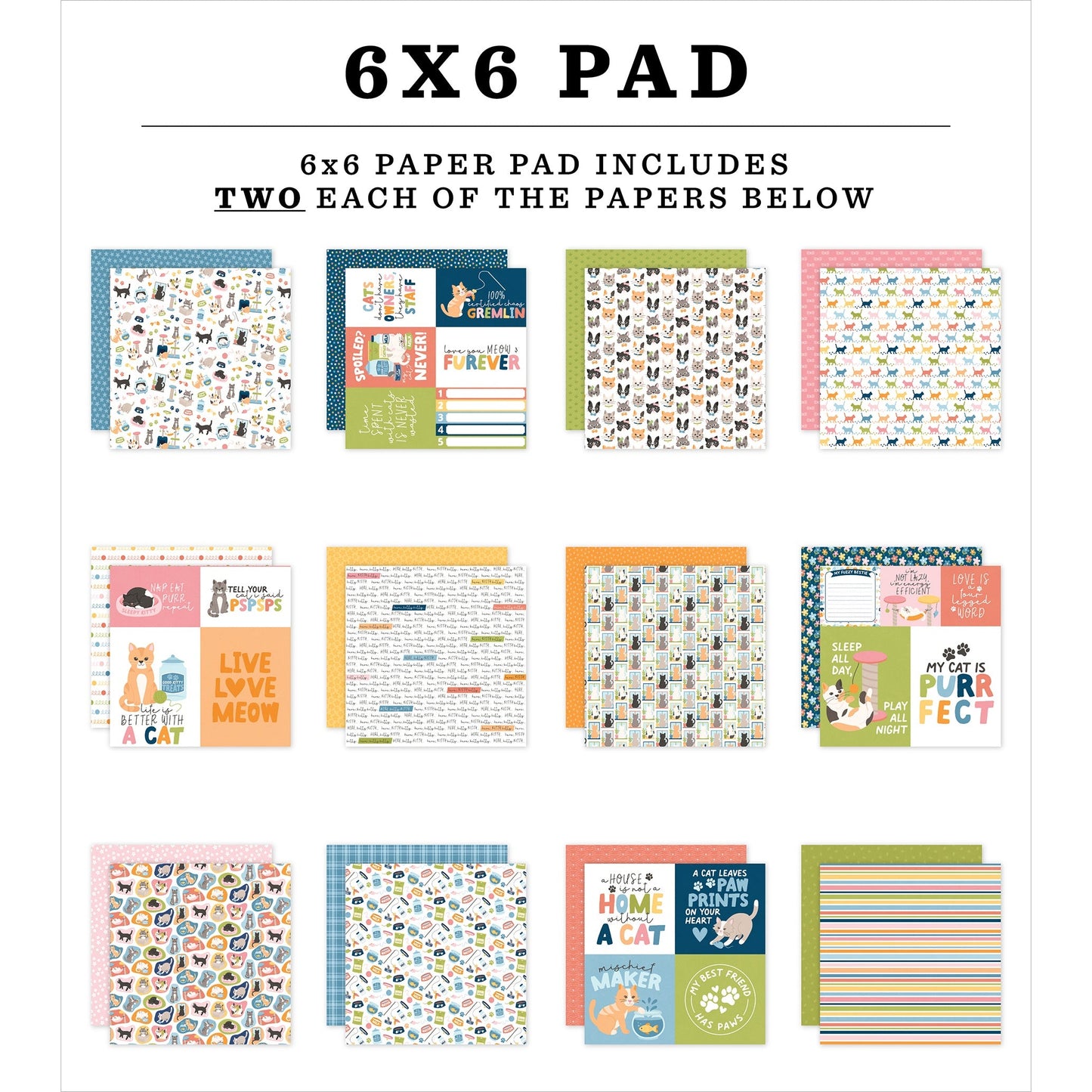 Echo Park Double-Sided Paper Pad 6"X6"-Cat Lover