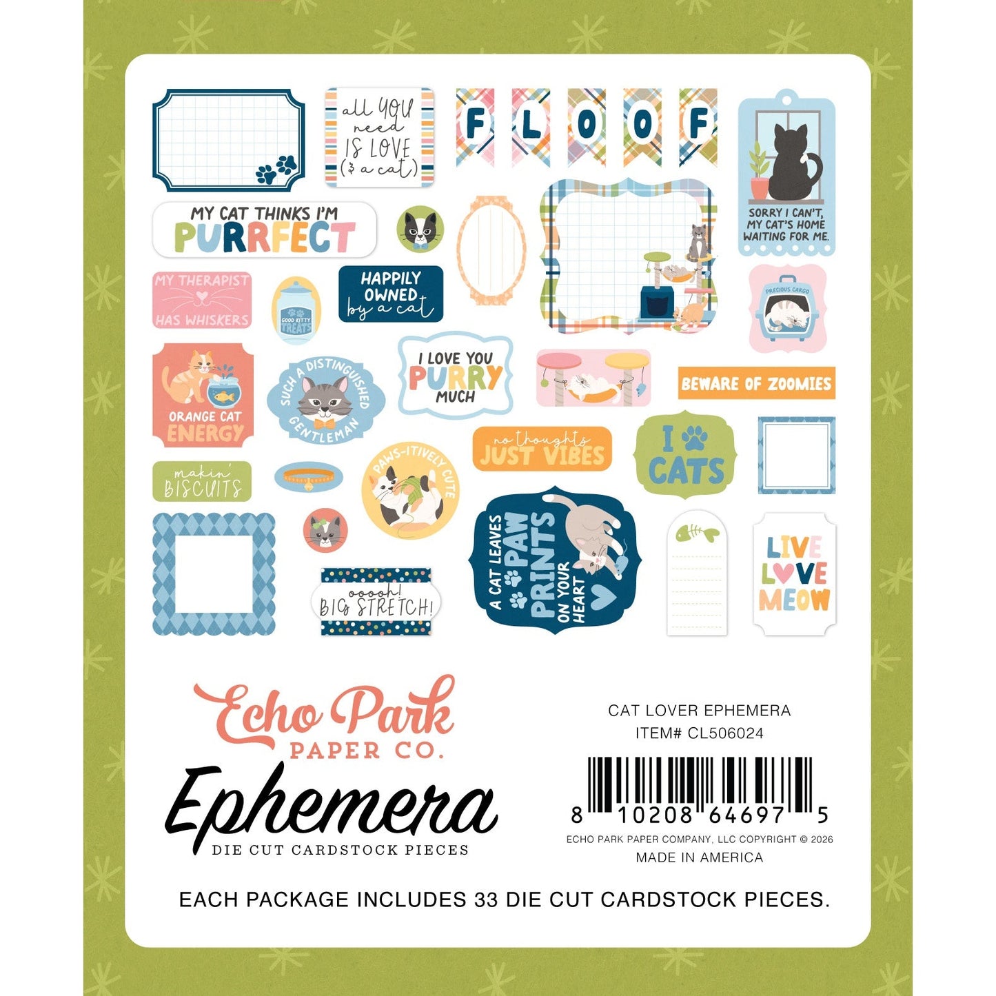 Echo Park Ephemera-Cat Lover