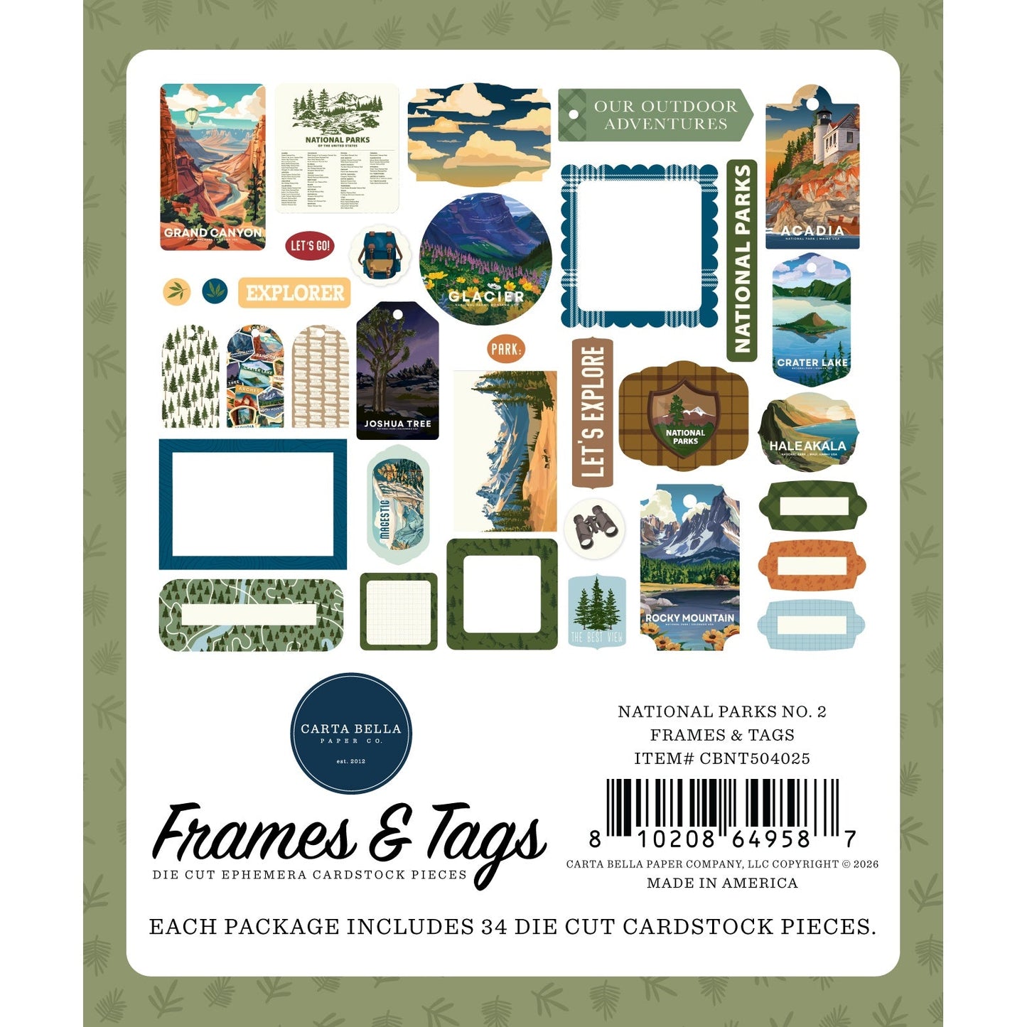 Carta Bella Frames & Tags Ephemera-National Parks No. 2