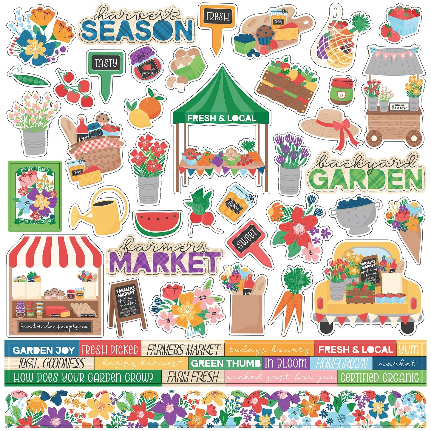 Echo Park Elements Cardstock Stickers 12"X12"-Freshly Picked