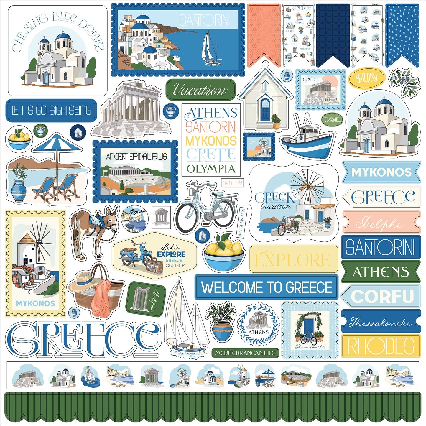 Carta Bella Elements Cardstock Stickers 12"X12"-Greece
