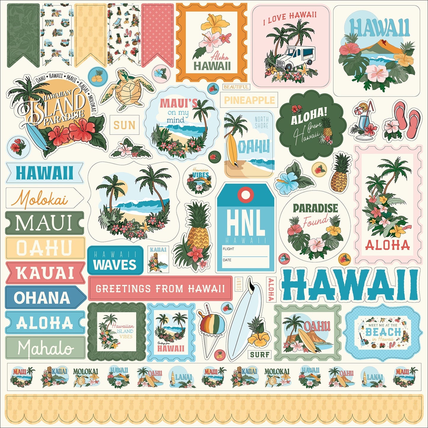 Carta Bella Elements Cardstock Stickers 12"X12"-Hawaii