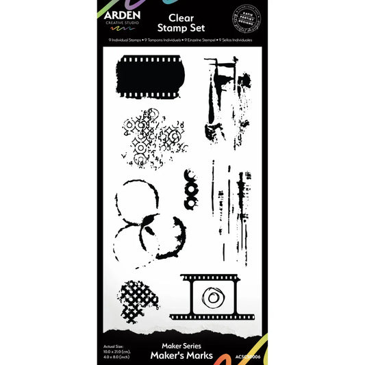 Arden Creative Studio Maker Series Maker's Marks 4 in x 8 in Clear Stamp Set