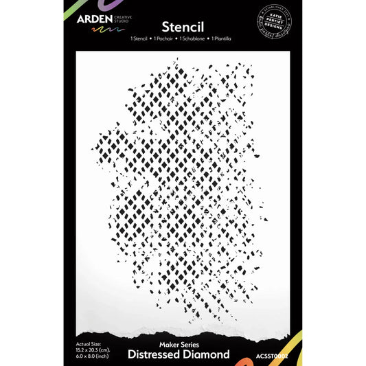 Arden Creative Studio Maker Series Distressed Diamond 6in x 8in Stencil