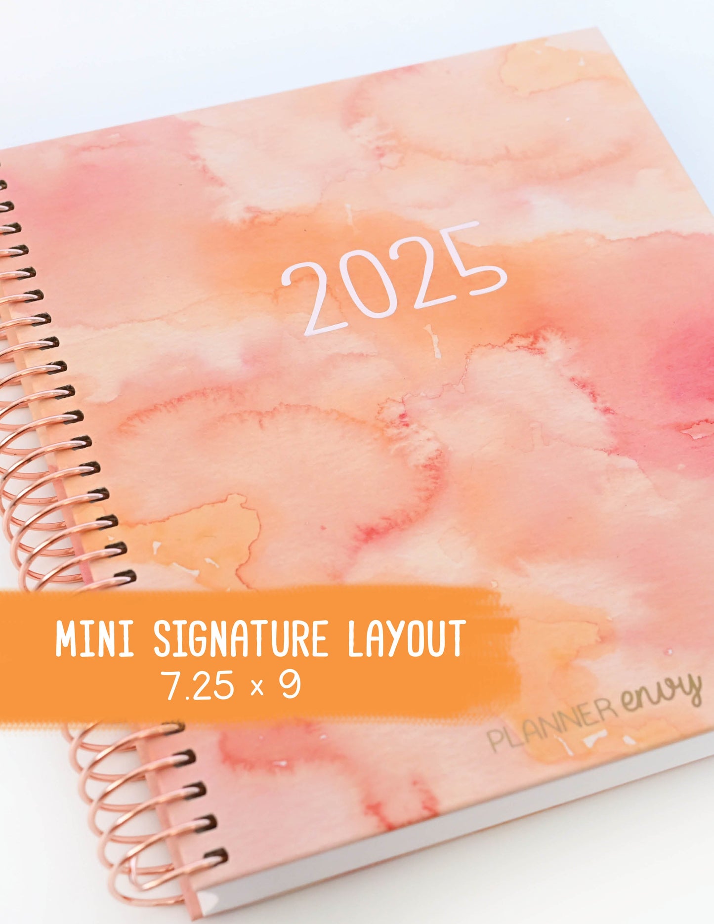 2025 Planner - Mini Signature Layout, Spiral Bound - "Sunset Watercolor" (#503)