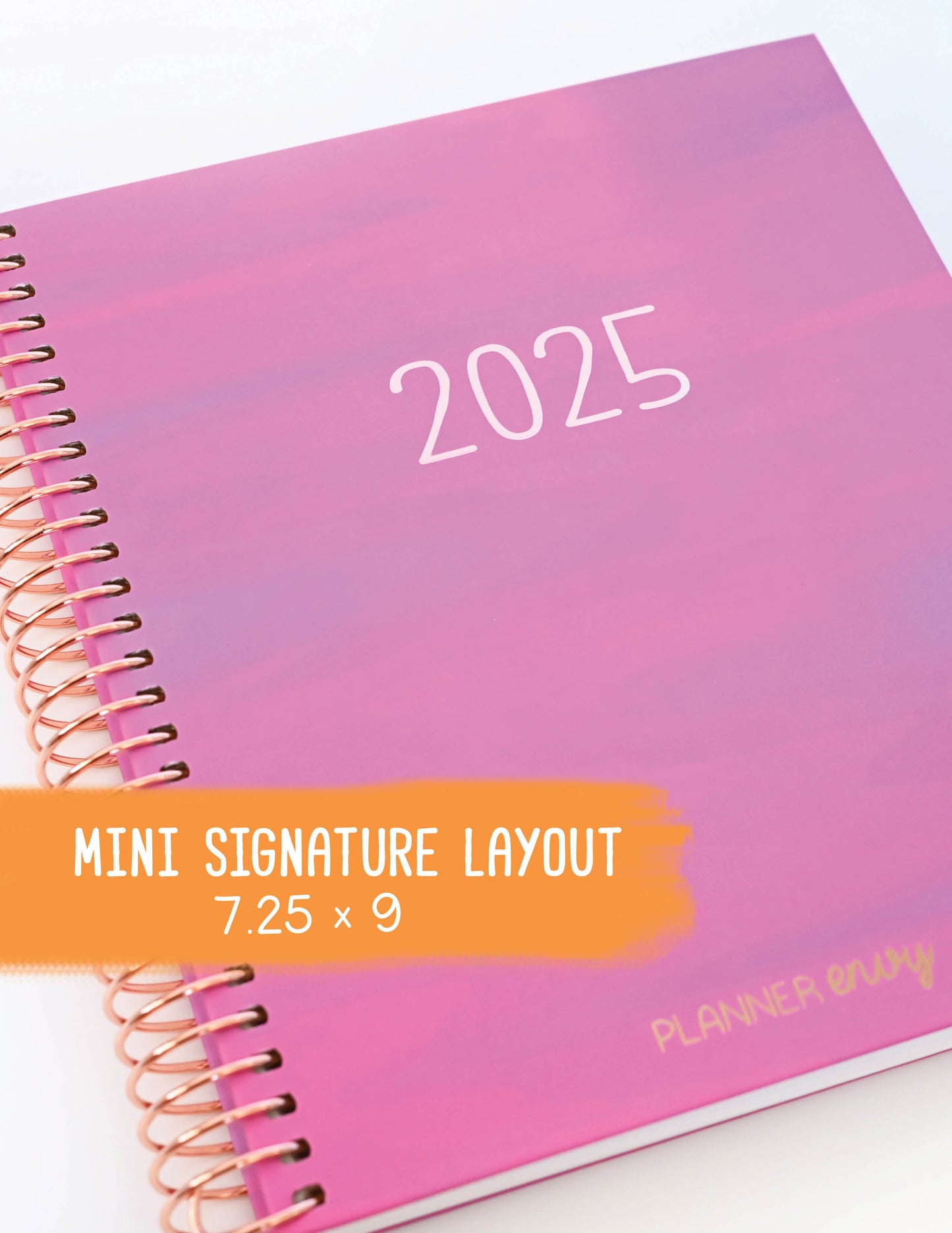 2025 Planner - Mini Signature Layout, Spiral Bound - "Fuchsia Strokes" (#504)
