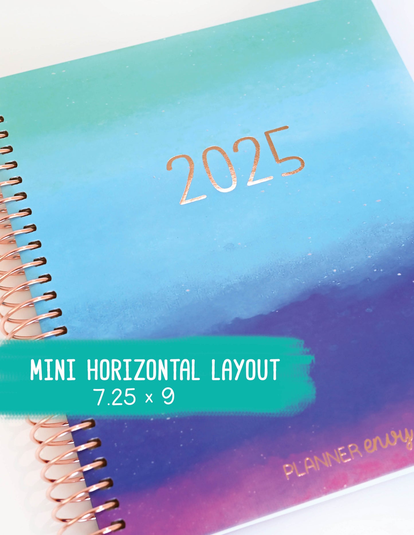 2025 Planner - Mini Horizontal Layout, Spiral Bound - "Cool Hues" (#408)