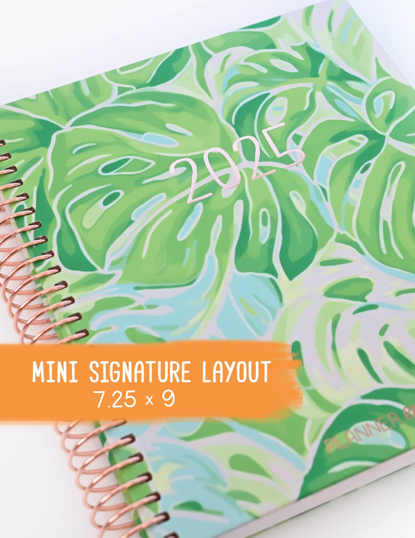 2025 Planner - Mini Signature Layout, Spiral Bound - "Tropical Greens" (#511)