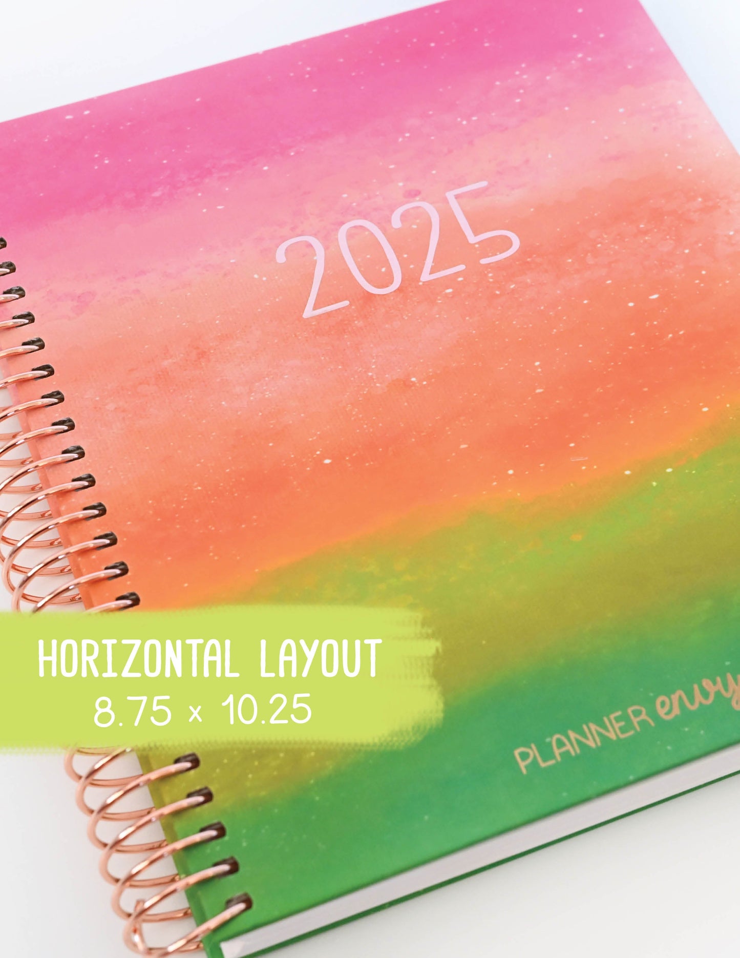 2025 Planner - Horizontal Layout, Spiral Bound - "Rainbow Glitz" (#101)