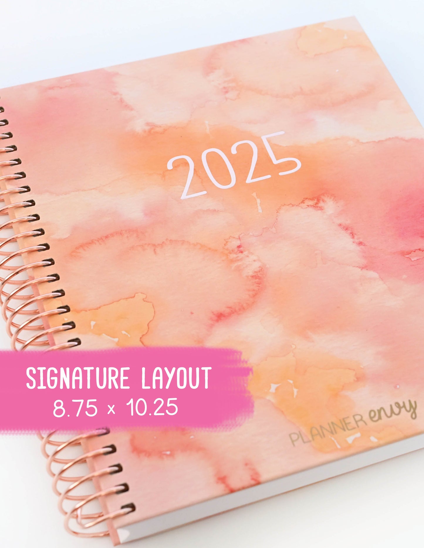 2025 Planner - Signature Layout, Spiral Bound - "Sunset Watercolor" (#203)
