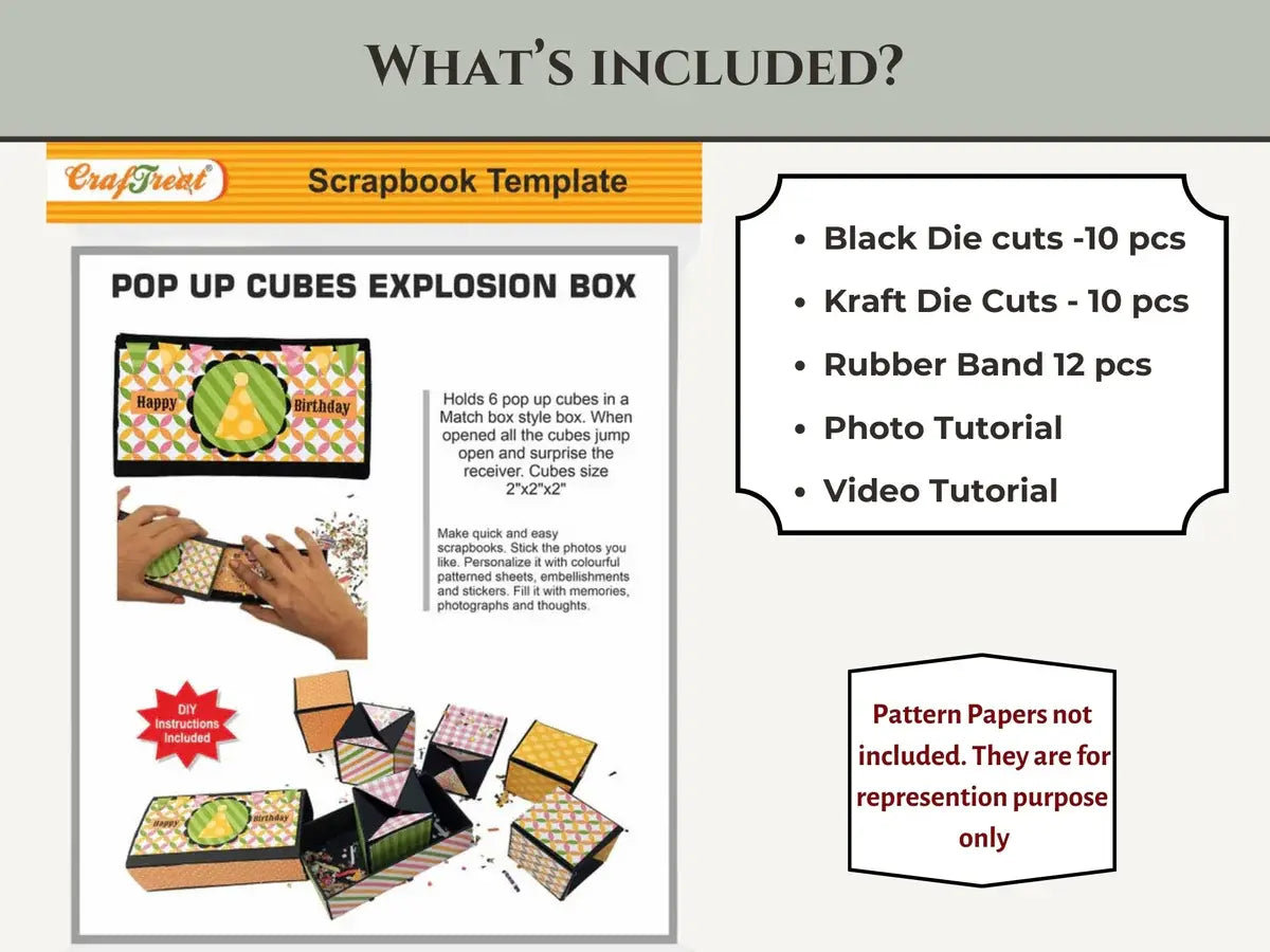 CrafTreat Scrapbook Blanks - Pop Up Cubes Explosion Box - Black Color