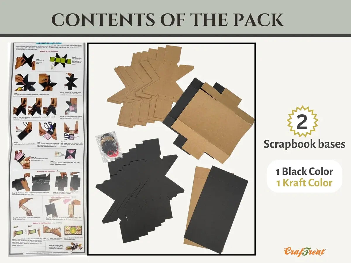 CrafTreat Scrapbook Blanks - Pop Up Cubes Explosion Box - Black Color