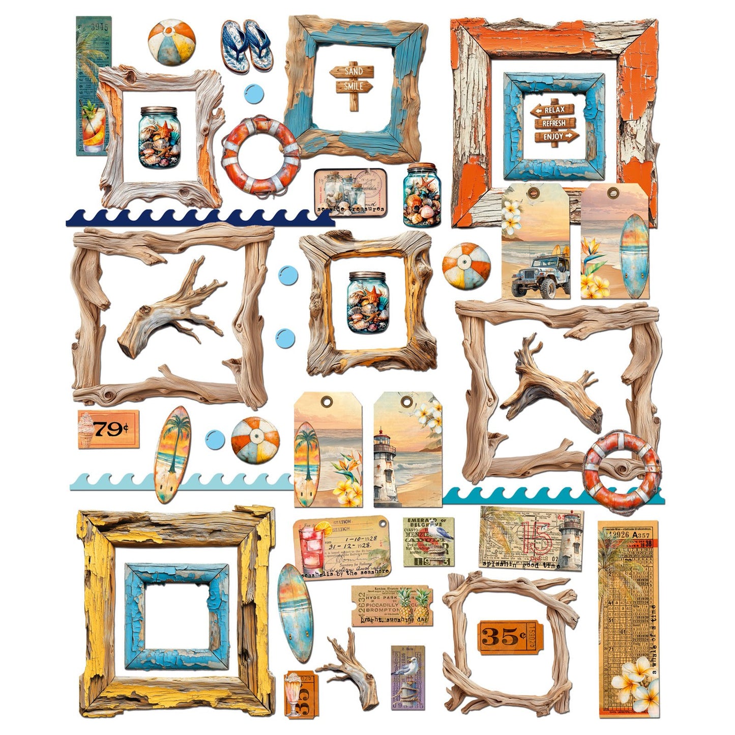 49 And Marketing Die-Cuts-Elements, Beach Vibes