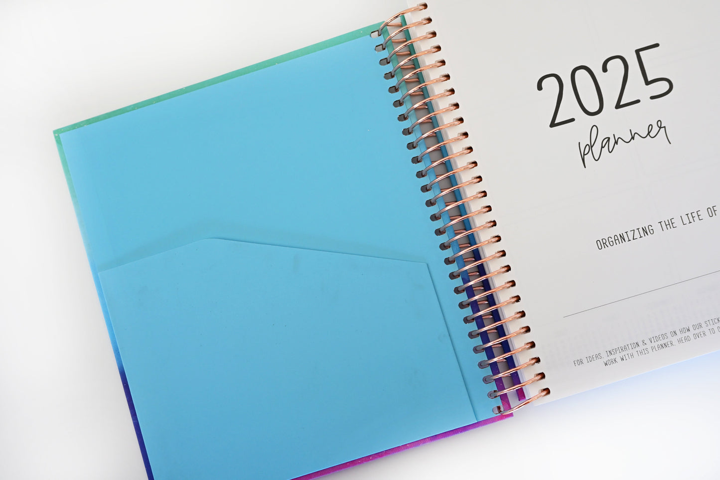 2025 Planner - Mini Horizontal Layout, Spiral Bound - "Cool Hues" (#408)