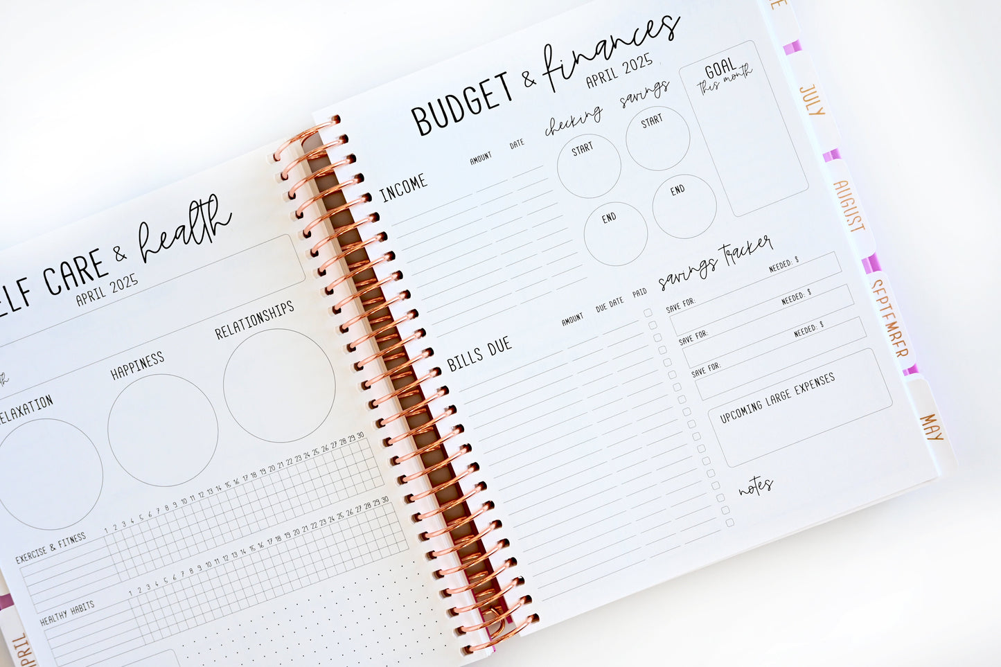 2025 Planner - Mini Horizontal Layout, Spiral Bound - "Fuchsia Strokes" (#404)